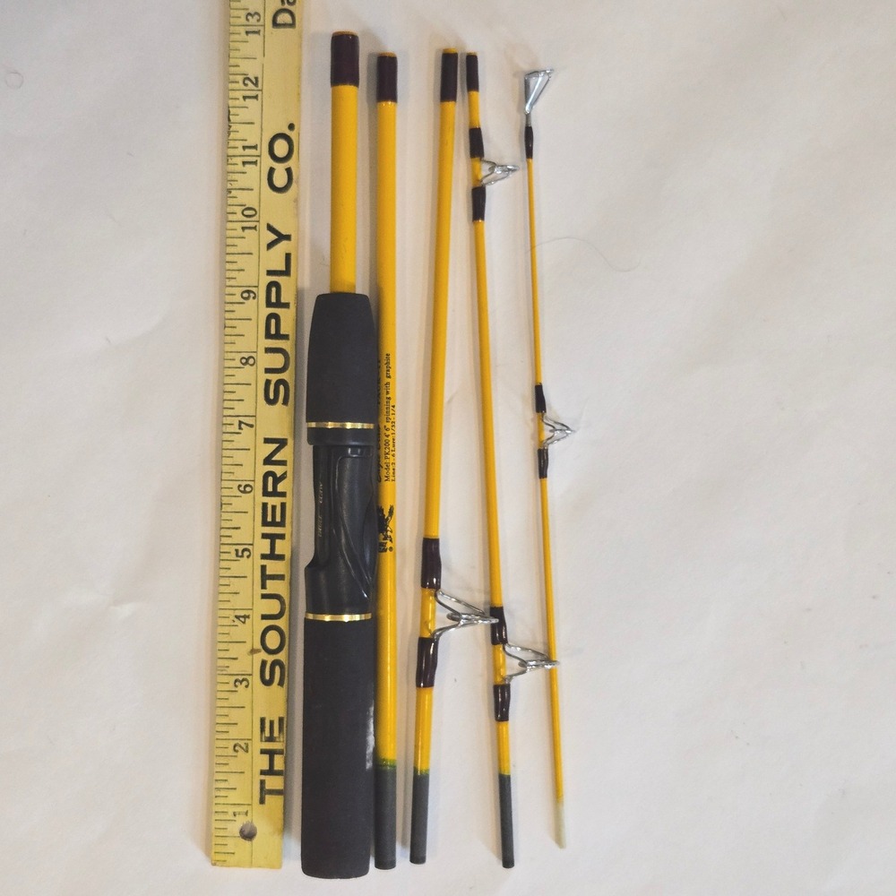Eagle Claw Pack-It Spinning Rod 4ft 6in to 13" Packed Fishing Travel Gear Yellow
